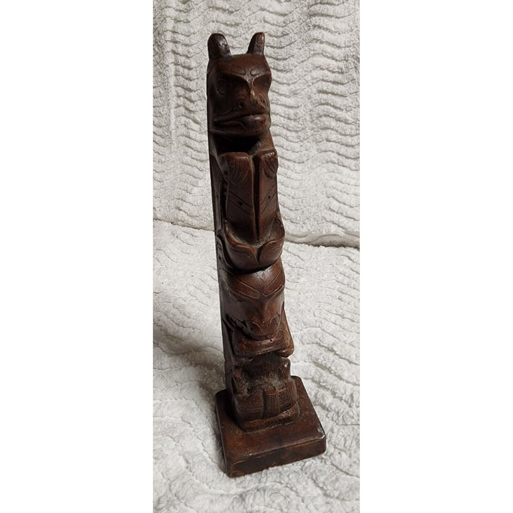 VINTAGE Hand Carved Wooden Tiki Totem Pole 7" Tall marked 7 & VguC - Picture 4 of 7